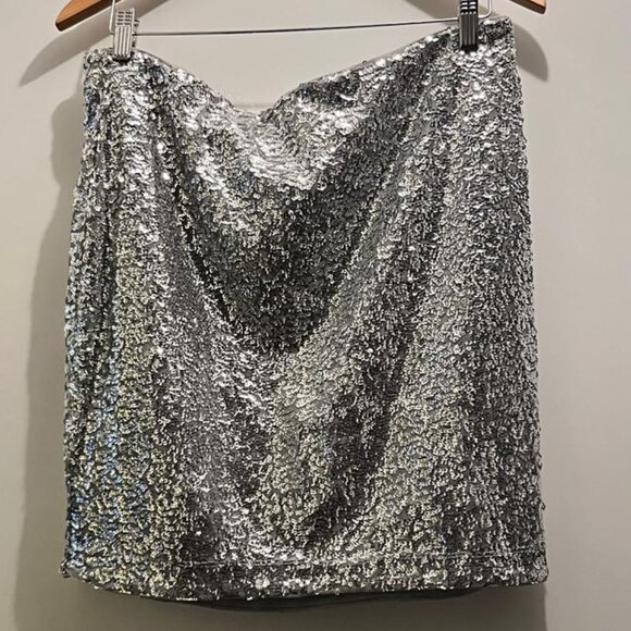H&M Women's L Silver Sequin Skirt, Lined. New and Unworn. - Picture 6 of 6